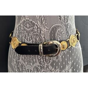 VINTAGE Made in Italy Leather Medusa Style Belt - Size M